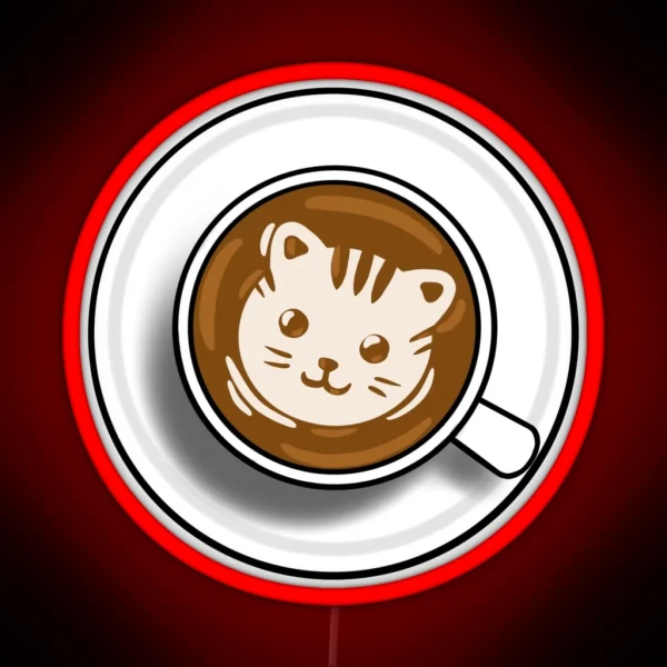Cat Latte Art RGB Neon Sign