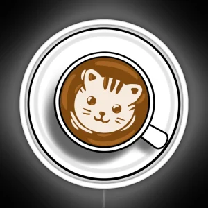 Cat Latte Art RGB Neon Sign