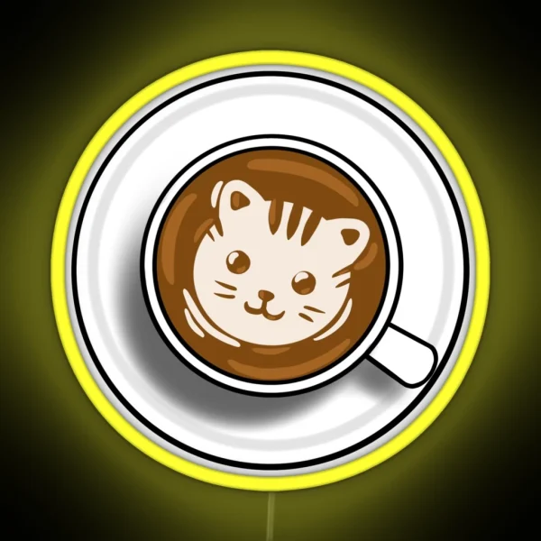 Cat Latte Art RGB Neon Sign