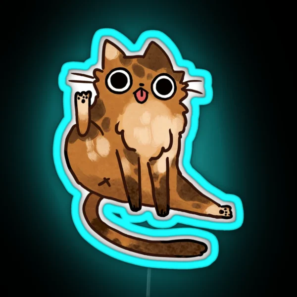 Cat Licking His Butt RGB Neon Sign