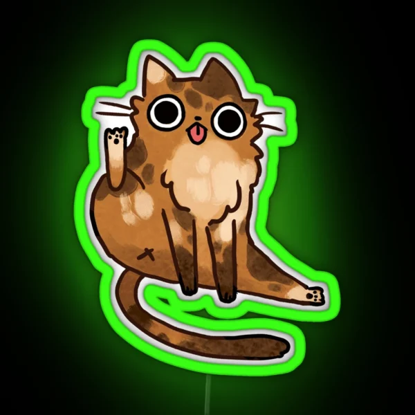 Cat Licking His Butt RGB Neon Sign