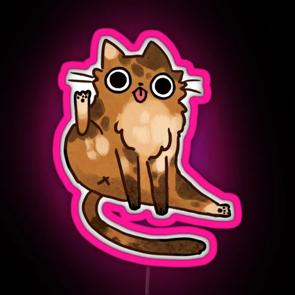 Cat Licking His Butt RGB Neon Sign