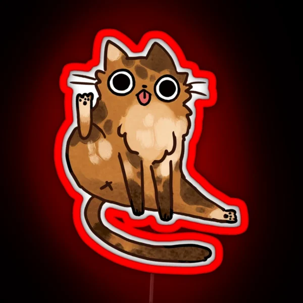 Cat Licking His Butt RGB Neon Sign