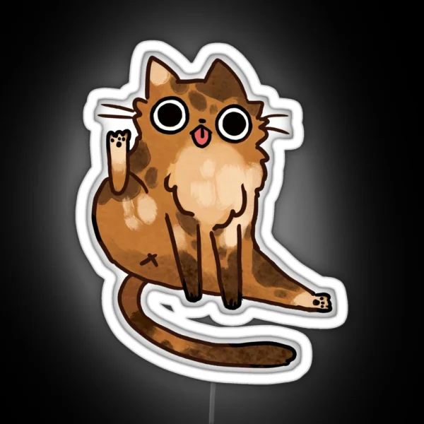 Cat Licking His Butt RGB Neon Sign