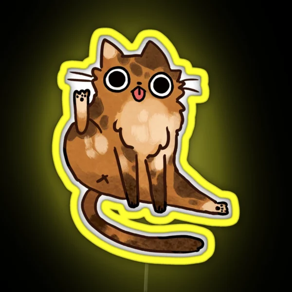 Cat Licking His Butt RGB Neon Sign