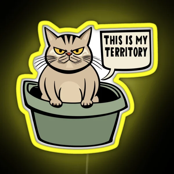 Cat Litter Box Humor Territorial Feline Statement RGB Neon Sign