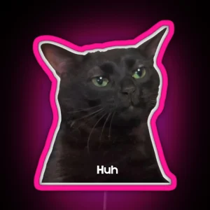 Cat Meme Saying HUH RGB Neon Sign