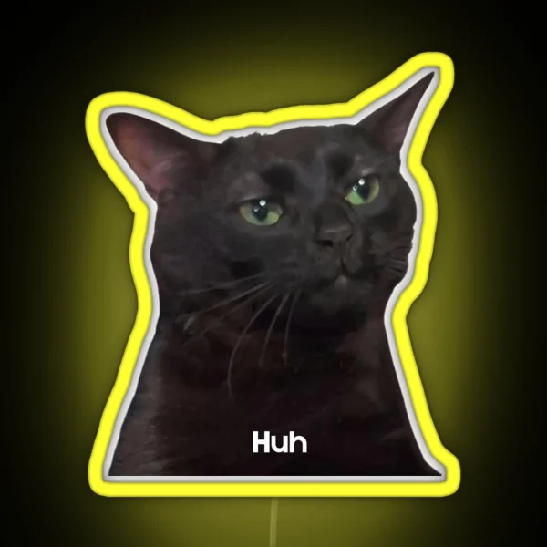 Cat Meme Saying HUH RGB Neon Sign