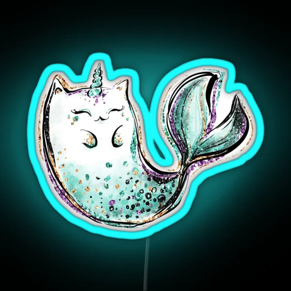 Cat Mermaid Unicorn RGB Neon Sign
