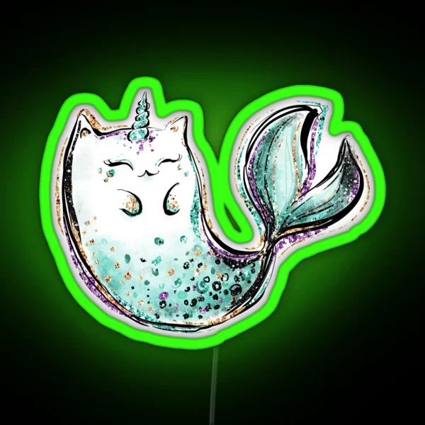 Cat Mermaid Unicorn RGB Neon Sign