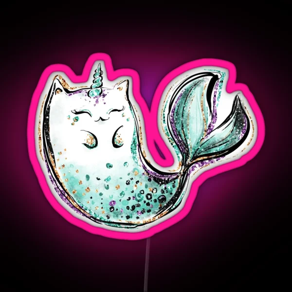 Cat Mermaid Unicorn RGB Neon Sign