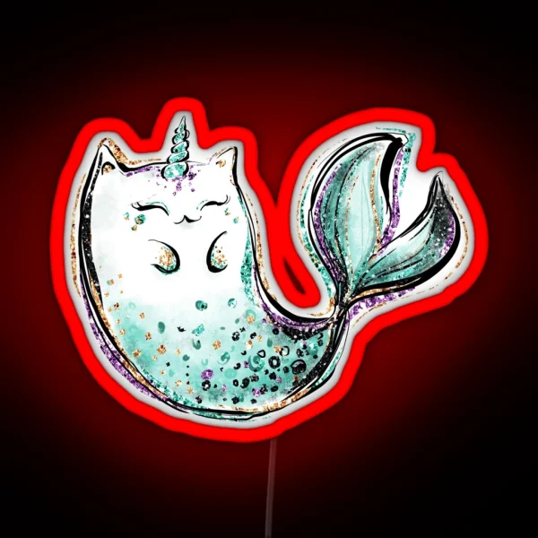 Cat Mermaid Unicorn RGB Neon Sign
