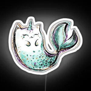 Cat Mermaid Unicorn RGB Neon Sign