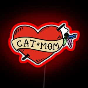 Cat Mom Tattoo RGB Neon Sign