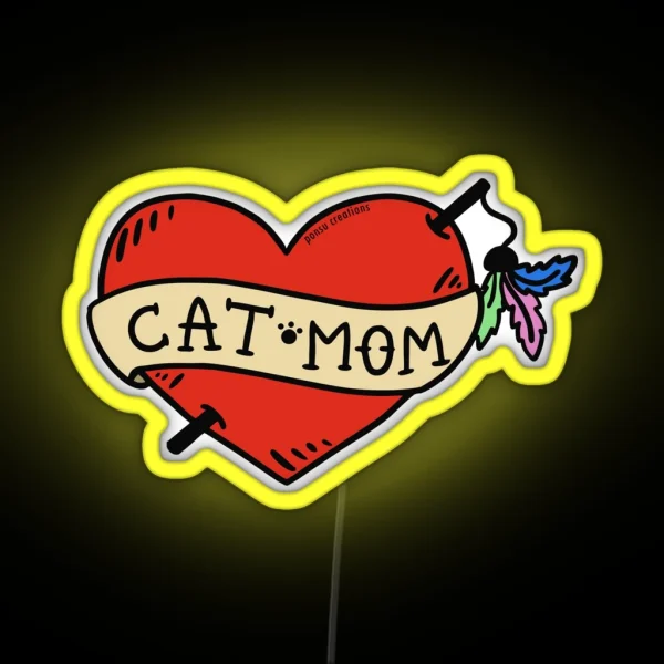 Cat Mom Tattoo RGB Neon Sign