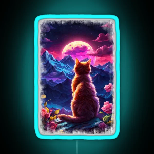 Cat Moon RGB Neon Sign