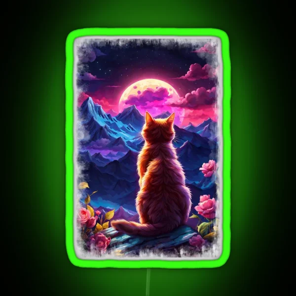 Cat Moon RGB Neon Sign