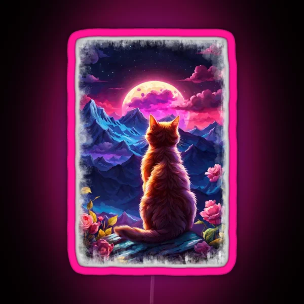 Cat Moon RGB Neon Sign
