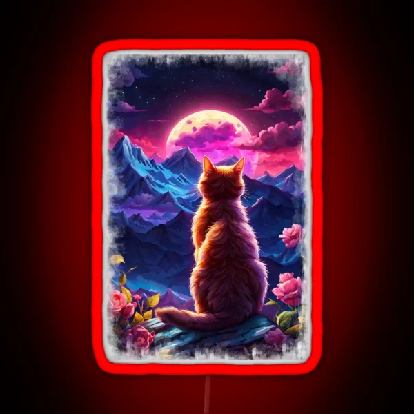 Cat Moon RGB Neon Sign