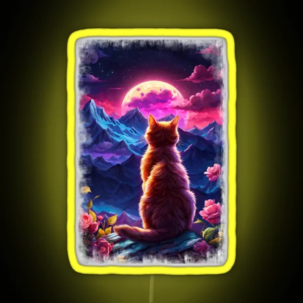 Cat Moon RGB Neon Sign