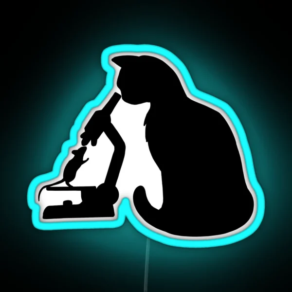 Cat Mouse And A Microscope RGB Neon Sign
