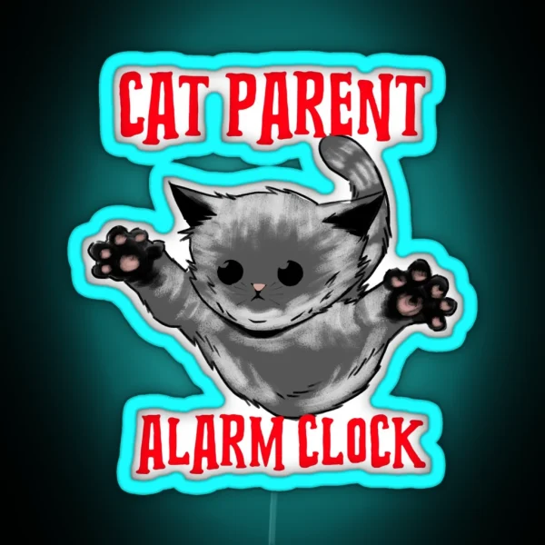Cat Parent Alarm Clock RGB Neon Sign