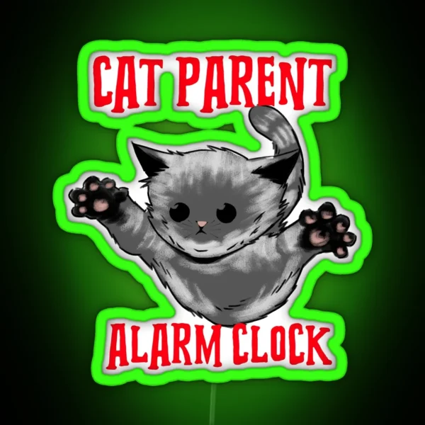 Cat Parent Alarm Clock RGB Neon Sign