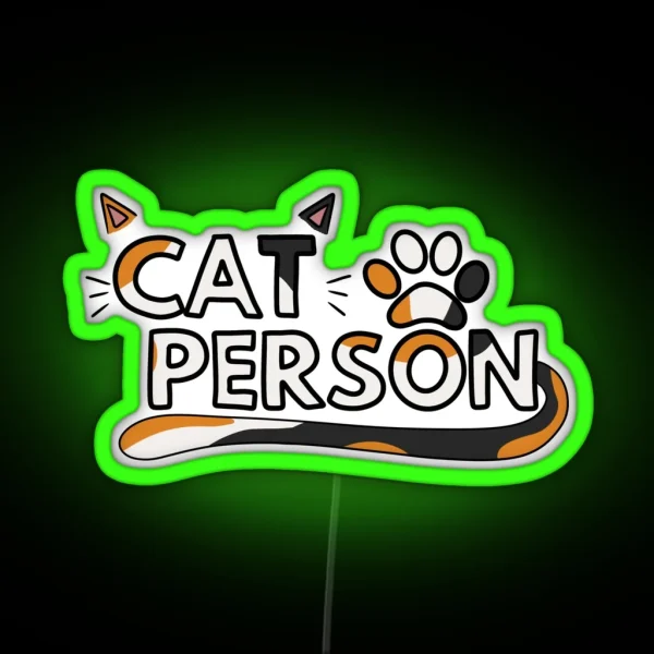 Cat Person Calico RGB Neon Sign