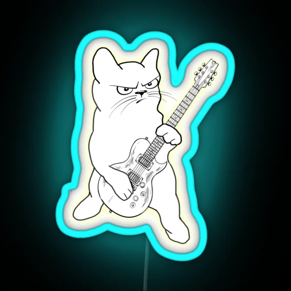 Cat Playing Guitar RGB Neon Sign
