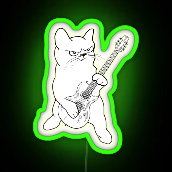Cat Playing Guitar RGB Neon Sign