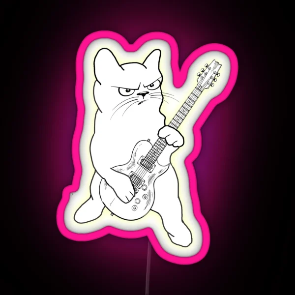Cat Playing Guitar RGB Neon Sign