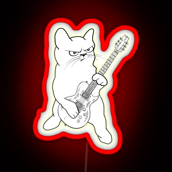 Cat Playing Guitar RGB Neon Sign