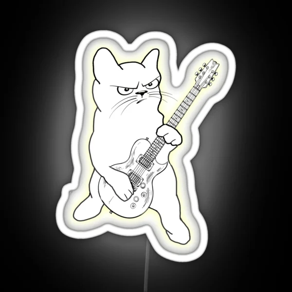 Cat Playing Guitar RGB Neon Sign