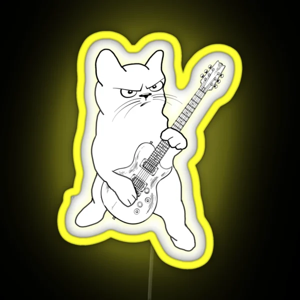 Cat Playing Guitar RGB Neon Sign