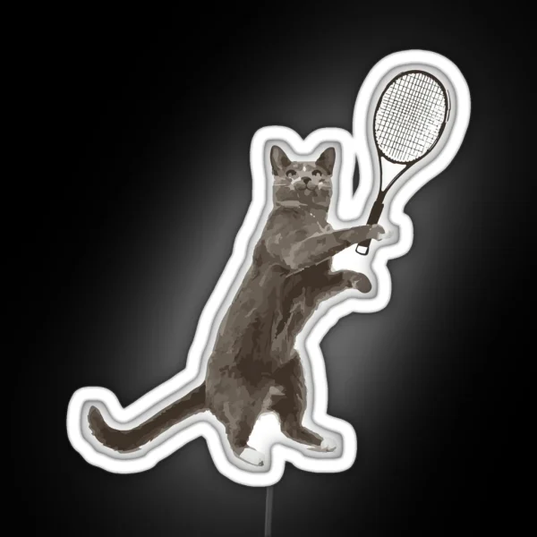 Cat Plays Tennis RGB Neon Sign