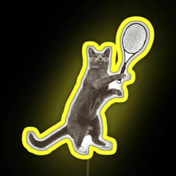 Cat Plays Tennis RGB Neon Sign