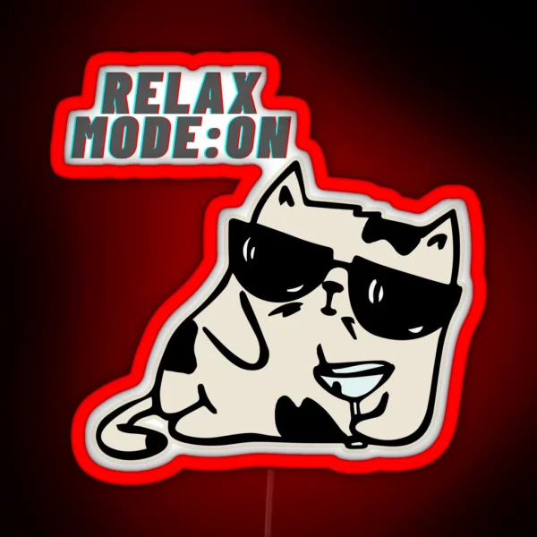 CAT Relax Mode ON RGB Neon Sign
