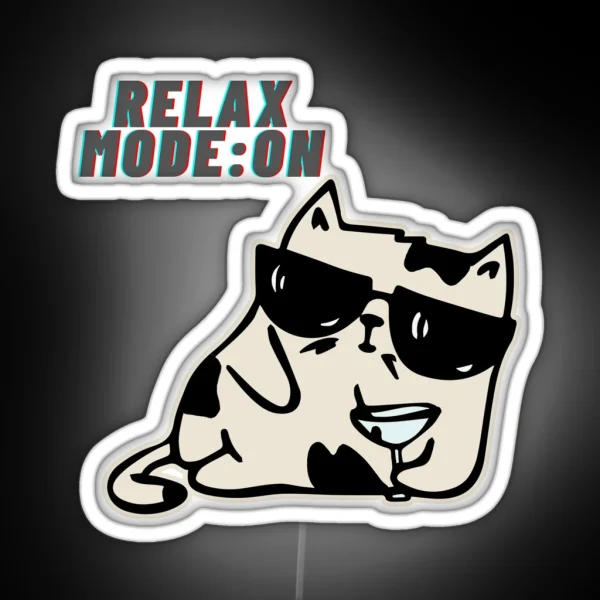 CAT Relax Mode ON RGB Neon Sign
