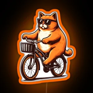 Cat Riding Bicycle Cat On A Bike Funny Cat RGB Neon Sign