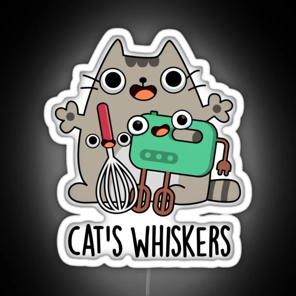 Cat S Whiskers Funny Baking Puns RGB Neon Sign
