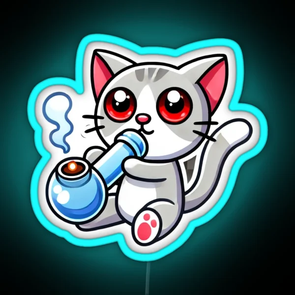 Cat Smoking A Bong RGB Neon Sign