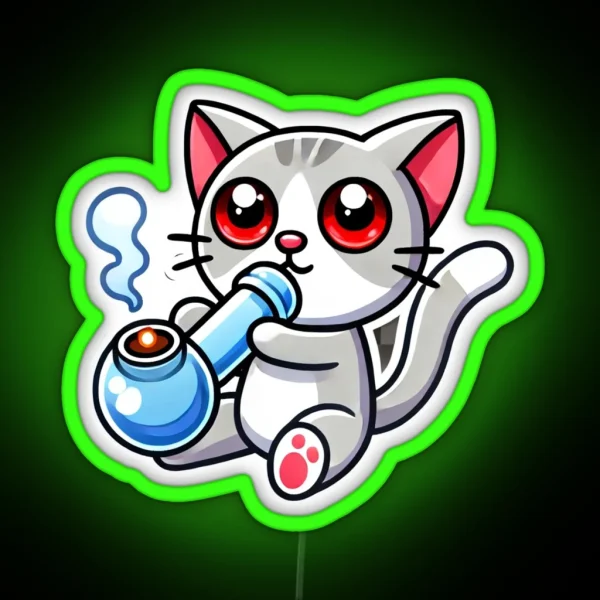 Cat Smoking A Bong RGB Neon Sign