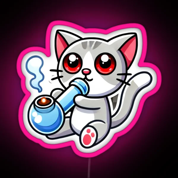Cat Smoking A Bong RGB Neon Sign