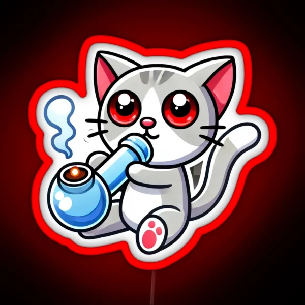 Cat Smoking A Bong RGB Neon Sign