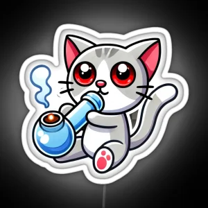 Cat Smoking A Bong RGB Neon Sign