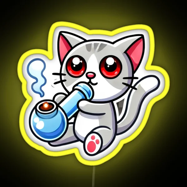 Cat Smoking A Bong RGB Neon Sign