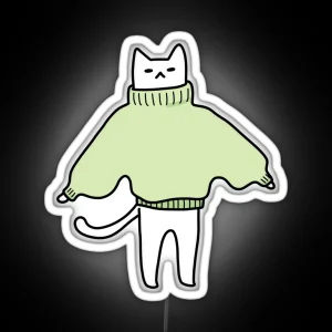 Cat Sweater Green RGB Neon Sign