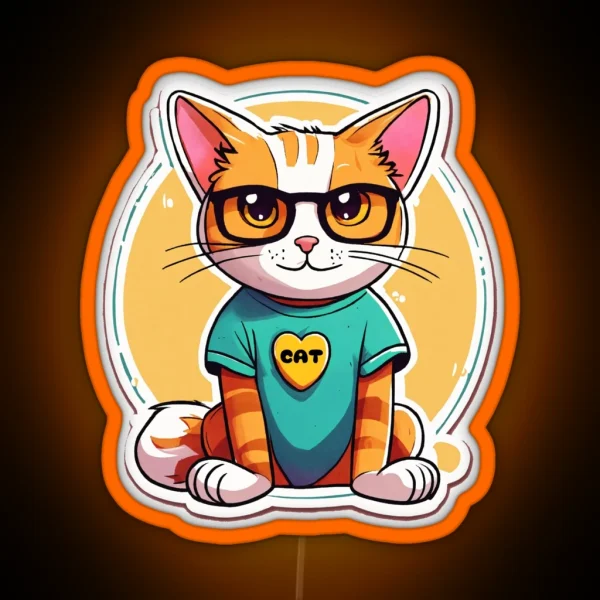 Cat Wearing Glasses RGB Neon Sign