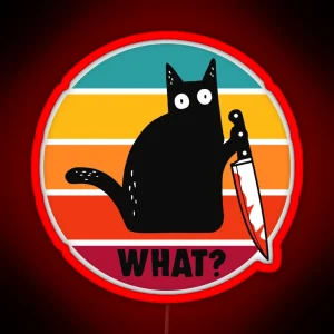 Cat What Funny Murderous Black Cat With Knife RGB Neon Sign