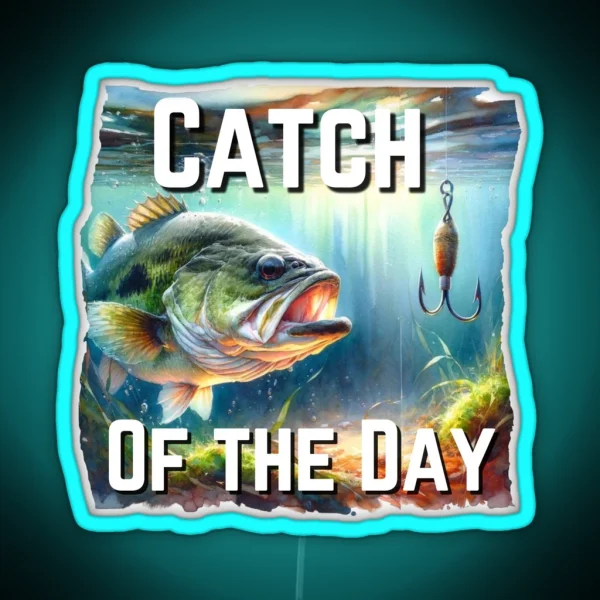 Catch Of The Day Bass Fishing RGB Neon Sign